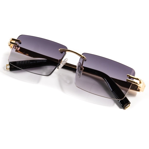 Retro Elegant Rimless Purple Tint Sunglasses - Picture 4 of 4